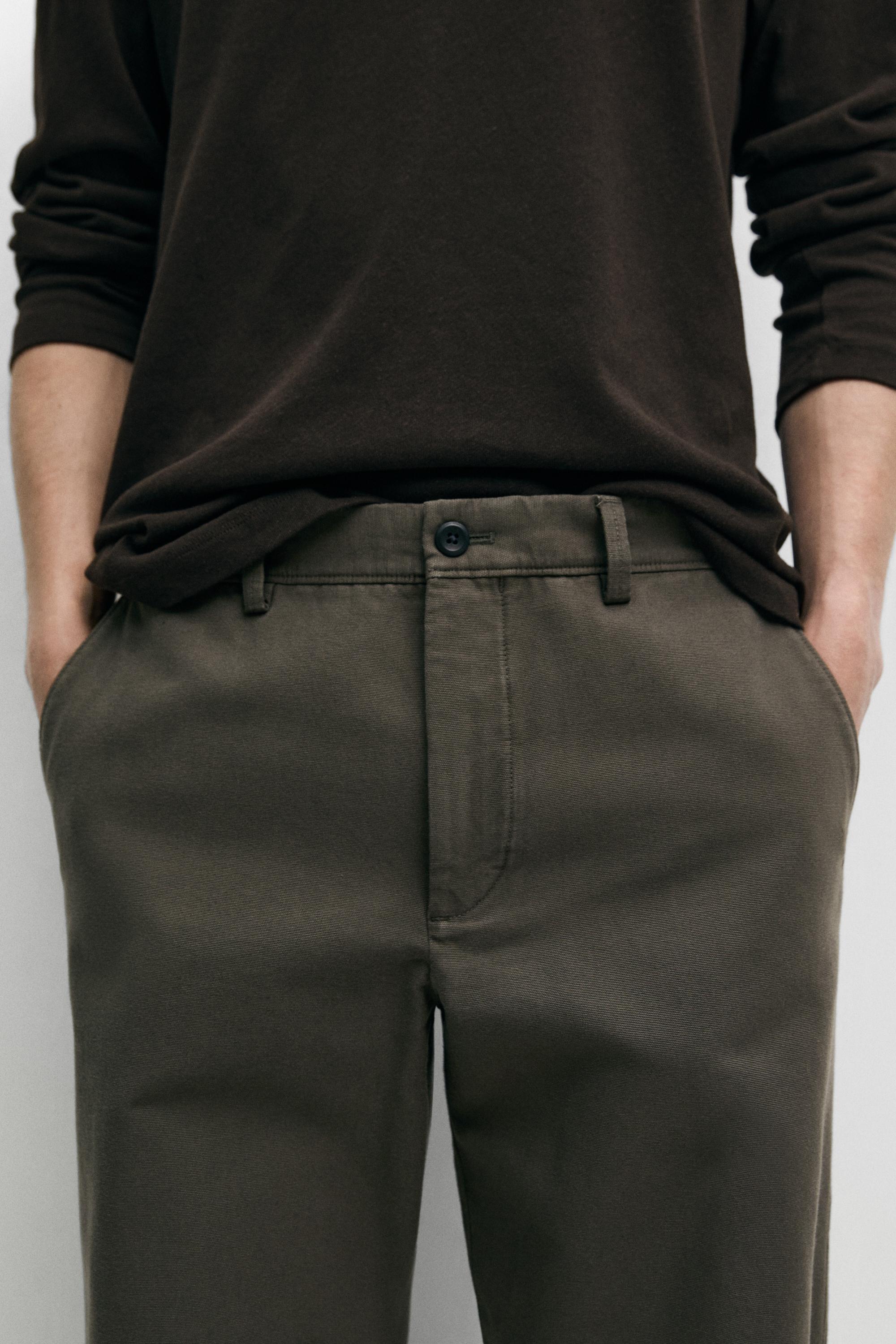 Tapered fit cotton pants